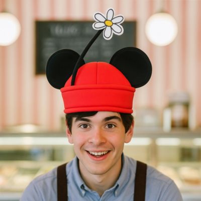 Minnie Mouse Ears & Flower Red Novelty Cosplay Pillbox Hat