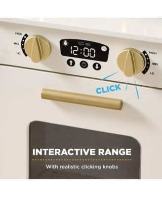 Wooden Cottage Kids Pretend Play Kitchen with 5 Accessories and Toy Storage