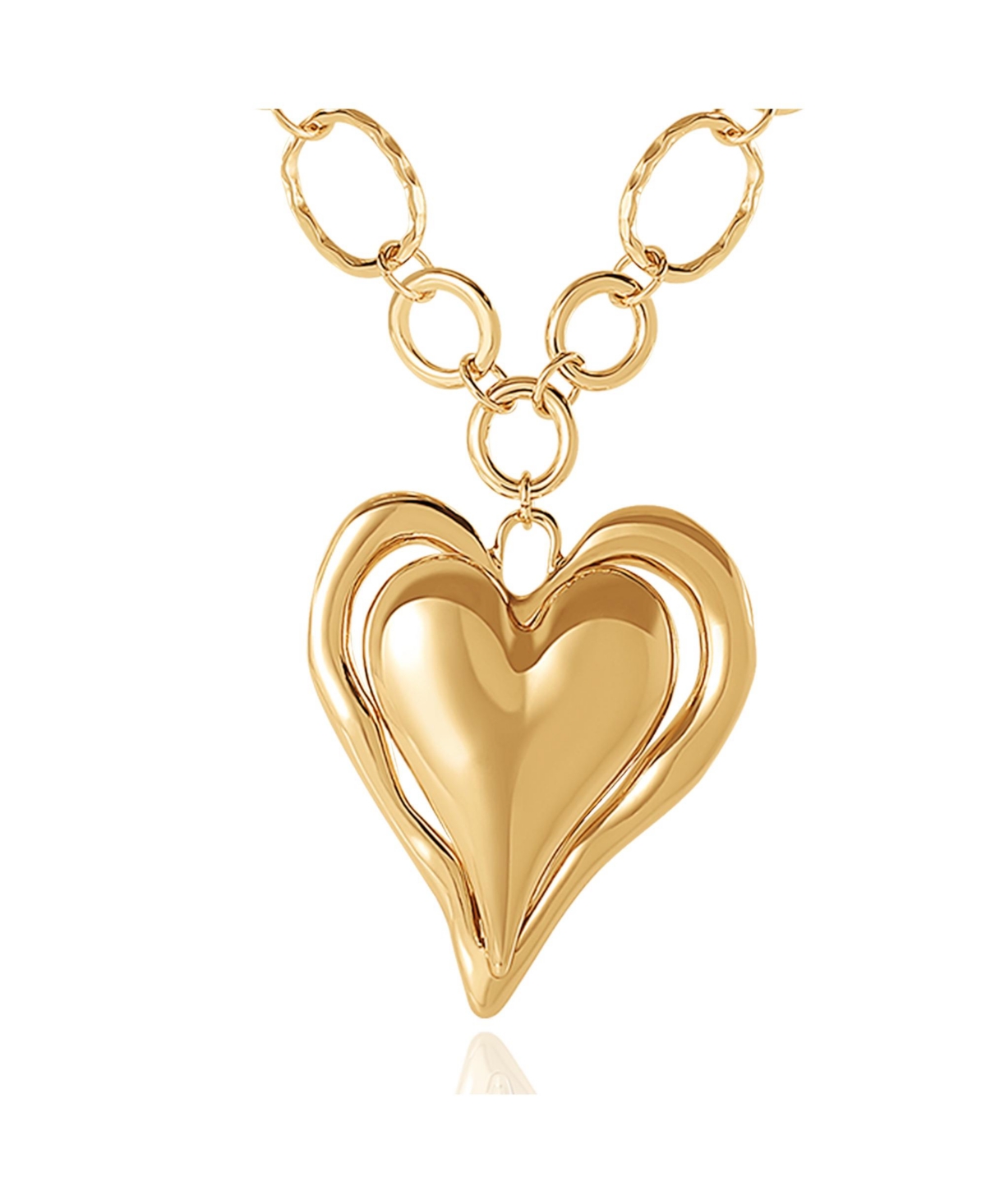 Linked Chain Heart Pendant Necklace - Gold
