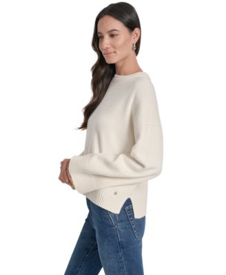 Women's Long Sleeve Bell Sleeve  Relaxed Crewneck Sweater