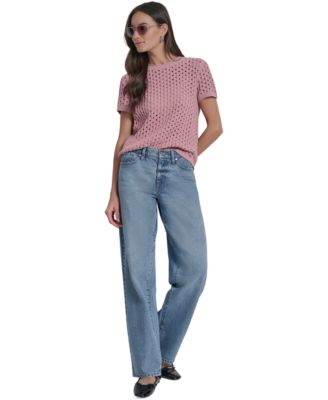Women's Mid-Rise Relaxed Straight-Leg Cotton Jeans