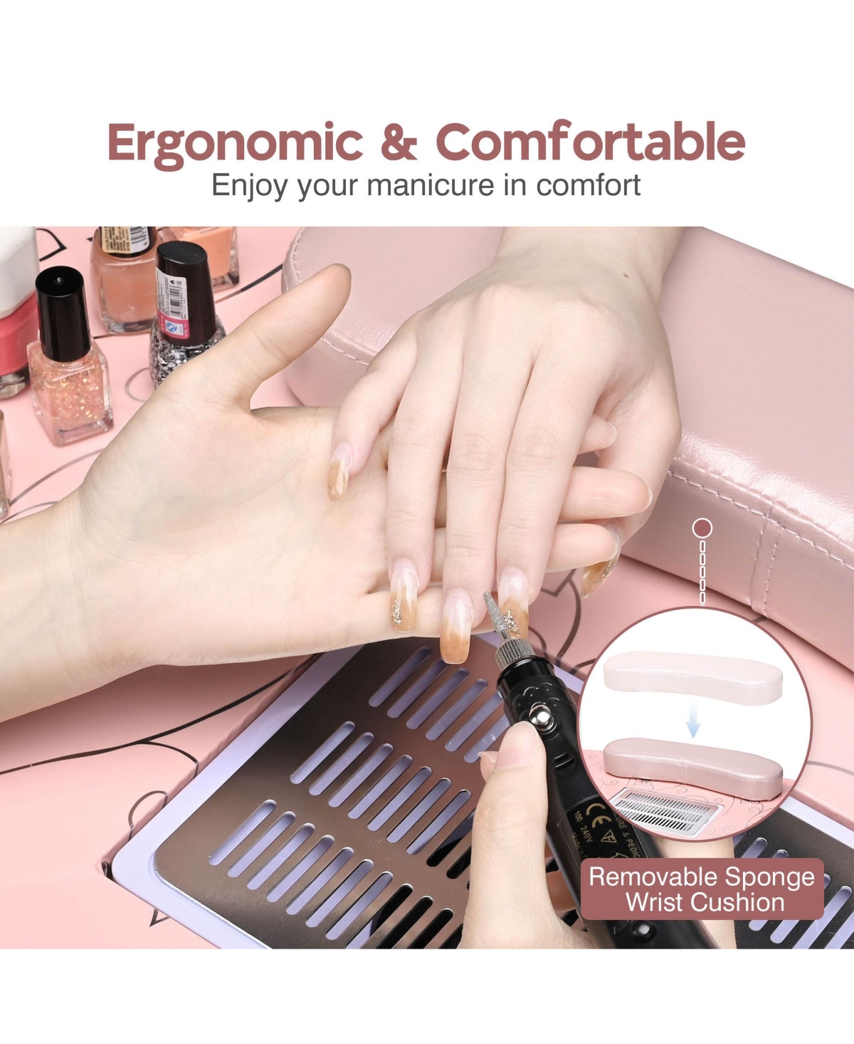 Byootique Folding Manicure Table Nail Desk & Rolling Makeup Train Case Cb Dusk