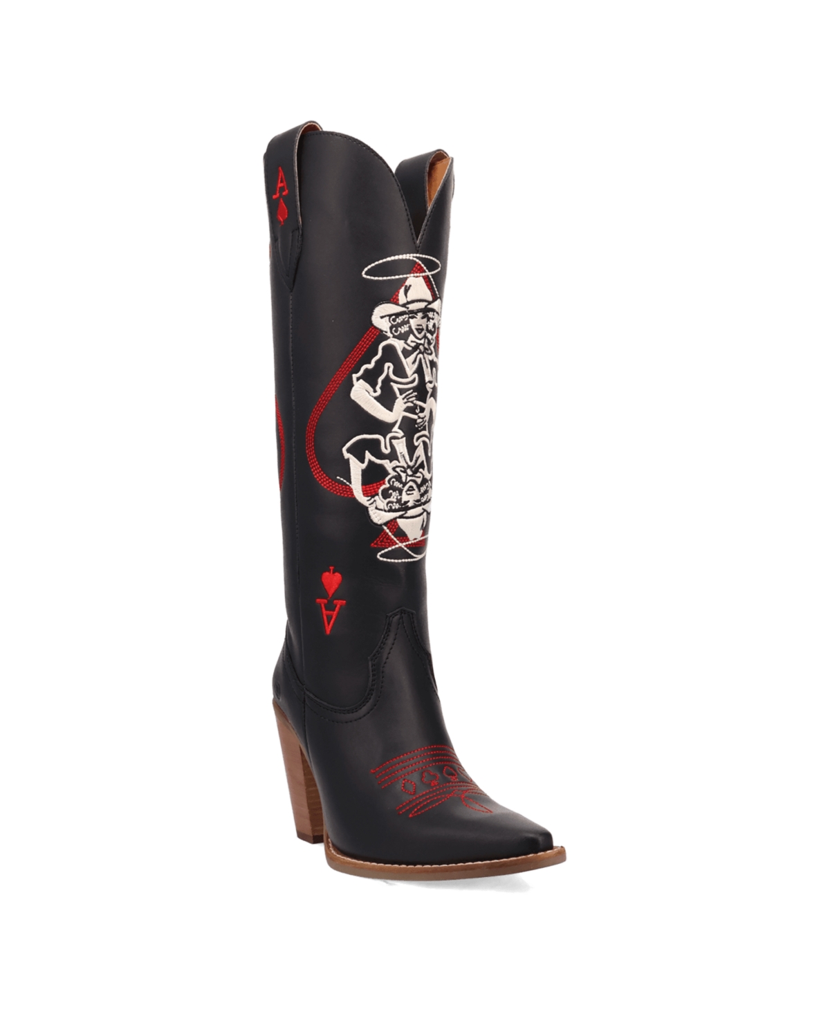 Women's Ace Of Spades Leather Boot - Black