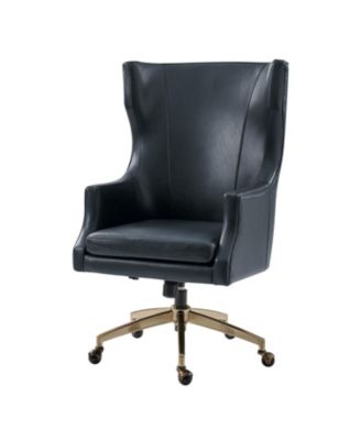 Heeg 47'' H Genuine Leather Swivel Adjustable Height Tilting Executive Chair with High Backrest