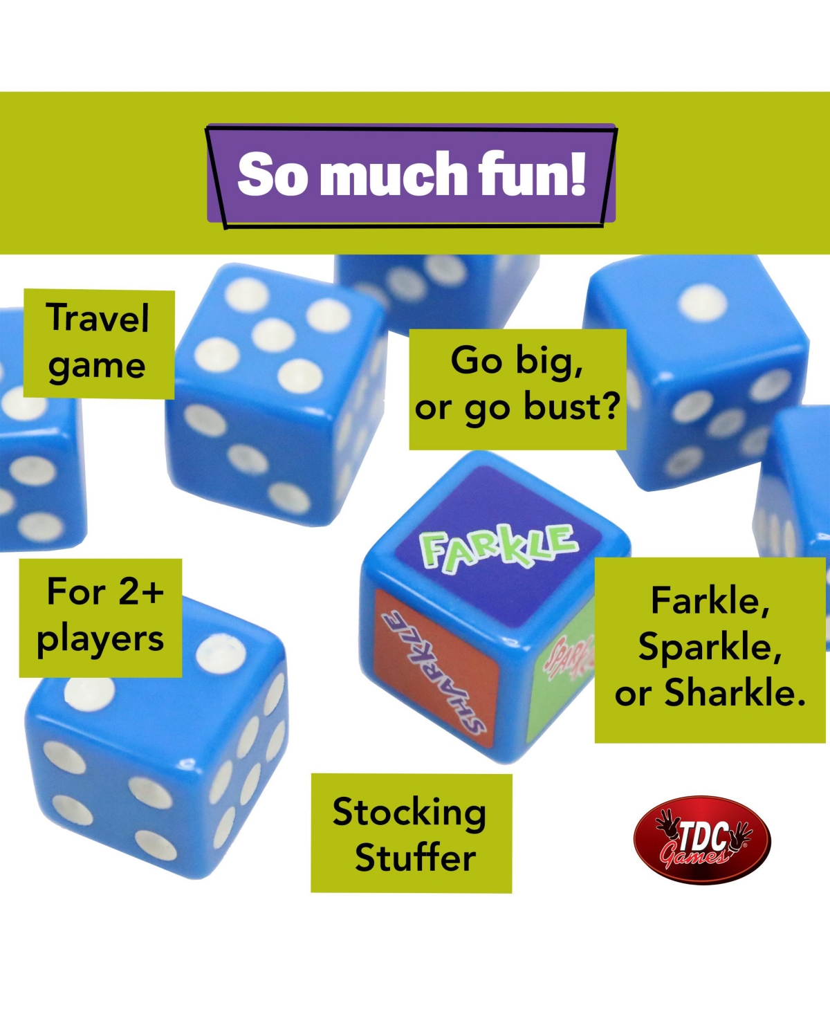 Tdc Games Freaky Farkle Dice Game, Great for Party Favors, Family Games, Stocking Stuffer, Travel Games, and Camping Games, Dice Games for Adults