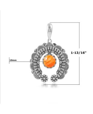 Sterling Silver Orange Spiny Oyster Round Cut Naja Pendant Enhancer