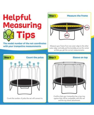 Trampoline Net Fits 15 ft Round Frame using 6 Curved Poles - Weather-Resistant Net for Top Ring Frame - Installs Inside of Frame