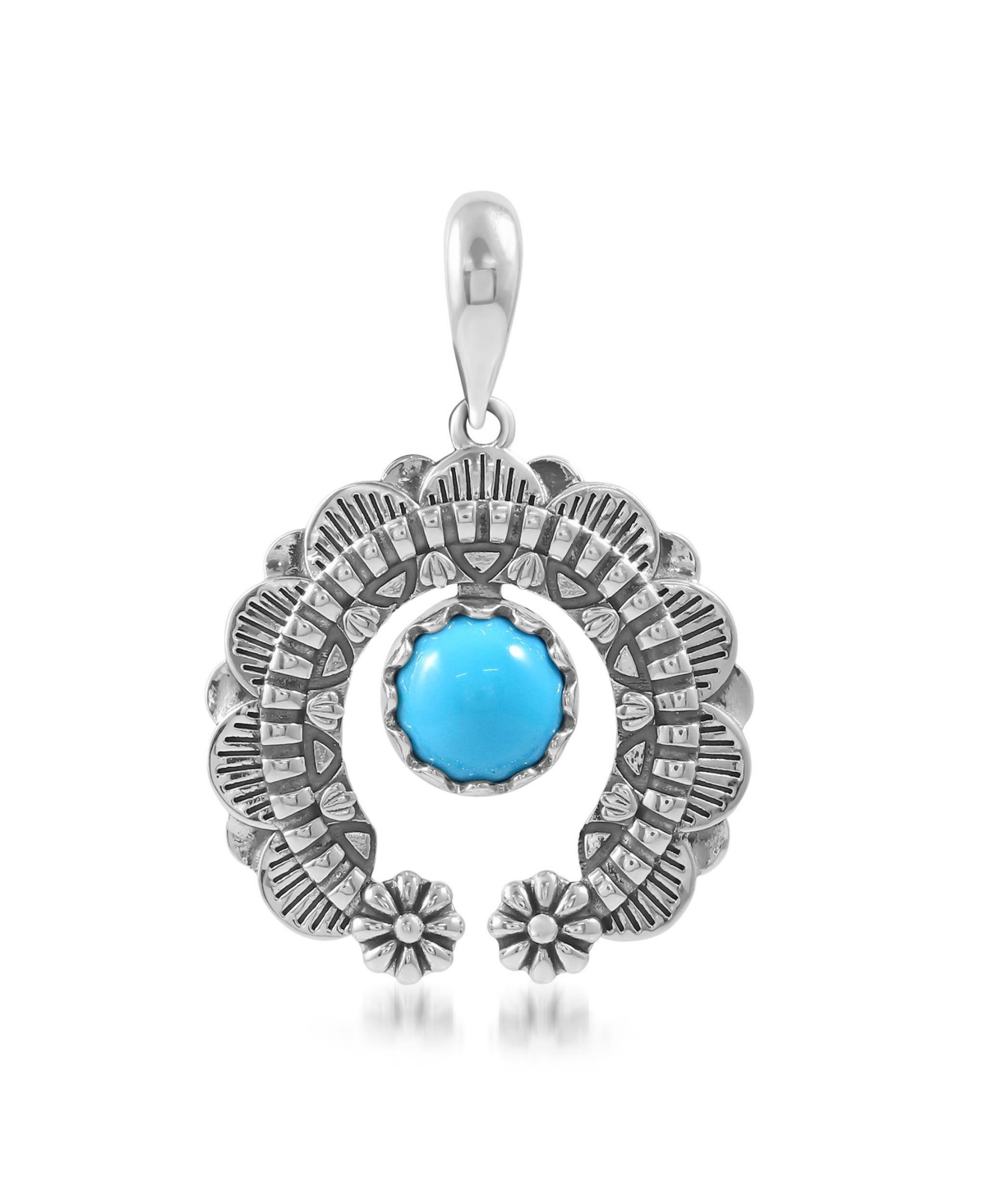 Sterling Silver Sleeping Beauty Turquoise Round Cut Naja Pendant Enhancer