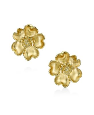 Set of 2 Heart Petals Flower CZ Clip-On Earrings Silver Gold Plated