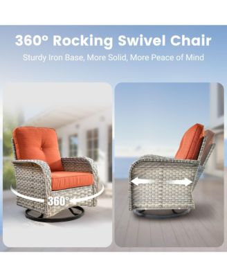 Outdoor Patio Furniture Set,8 Pieces Rattan Outdoor Sectional Cozy Sofa,Patio Conversation Sets with Swivel Chairs and Solar Coffee Table