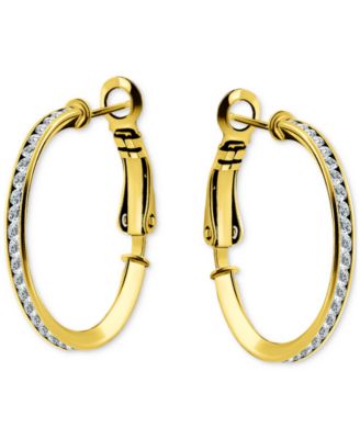 Cubic Zirconia Small Hoop Earrings, 1", Macy's Exclusive 