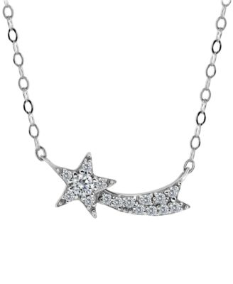 Cubic Zirconia Shooting Star Pendant Necklace, 16" + 2" extender