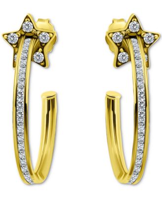 Cubic Zirconia Star Small Hoop Earrings, 0.75", Macy's Exclusive 
