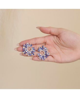 Royal Radiance Blue Crystal Burst Earrings