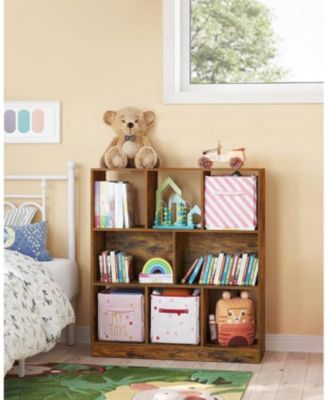 8-Cube Storage Shelf,  Horizontal or Vertical Bookcase, Rustic Brown