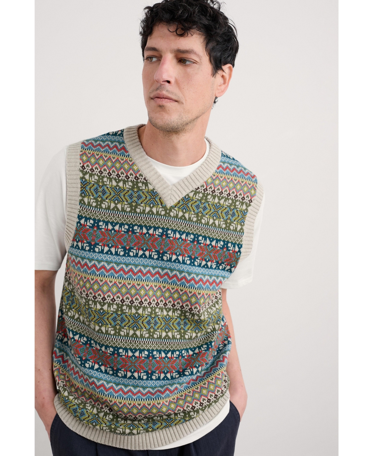 Men's Kitto Sweater Vest - Twigs kingfisher