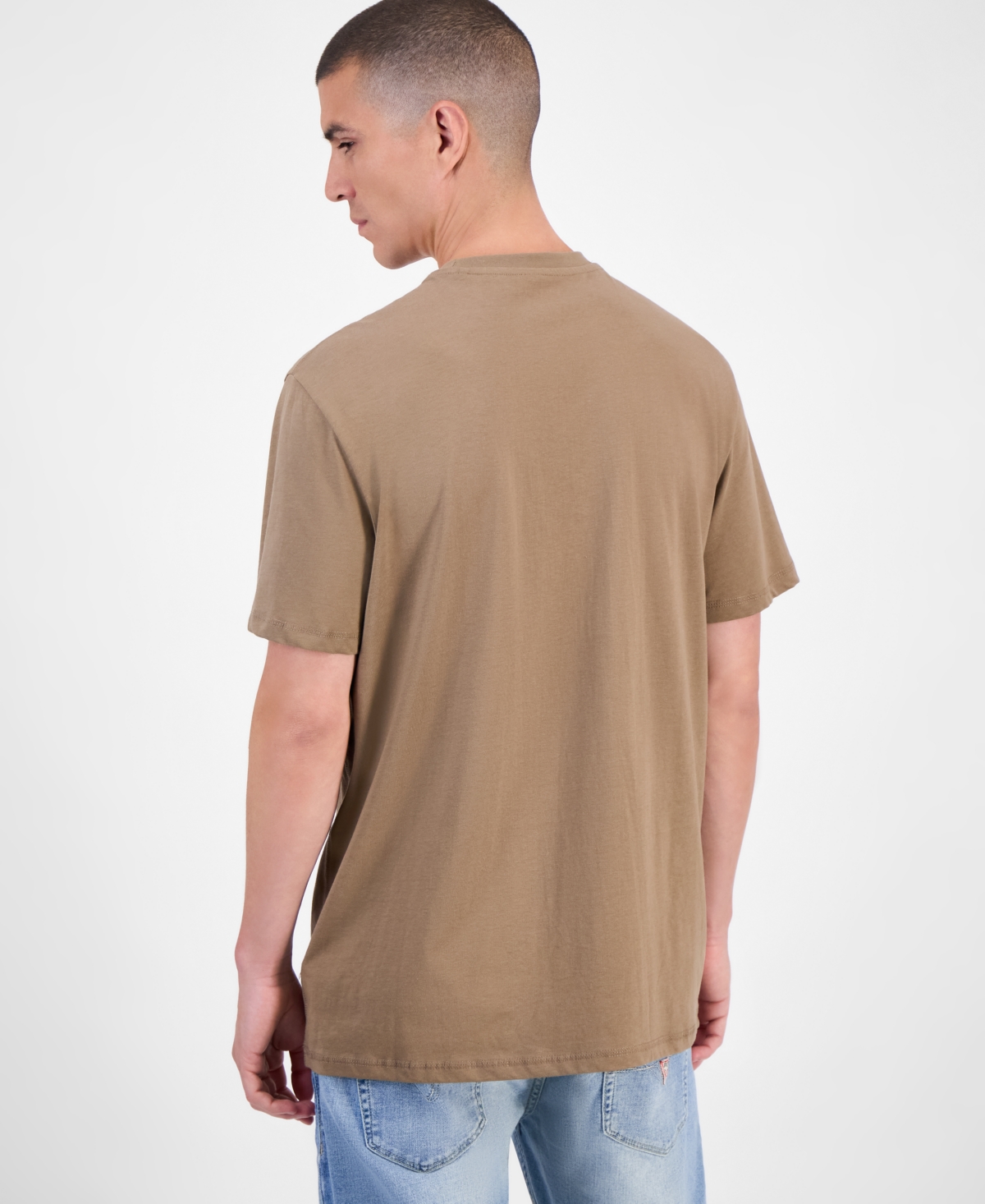 Guess Triangle Logo Short Sleeve Crewneck T-shirt In Brown