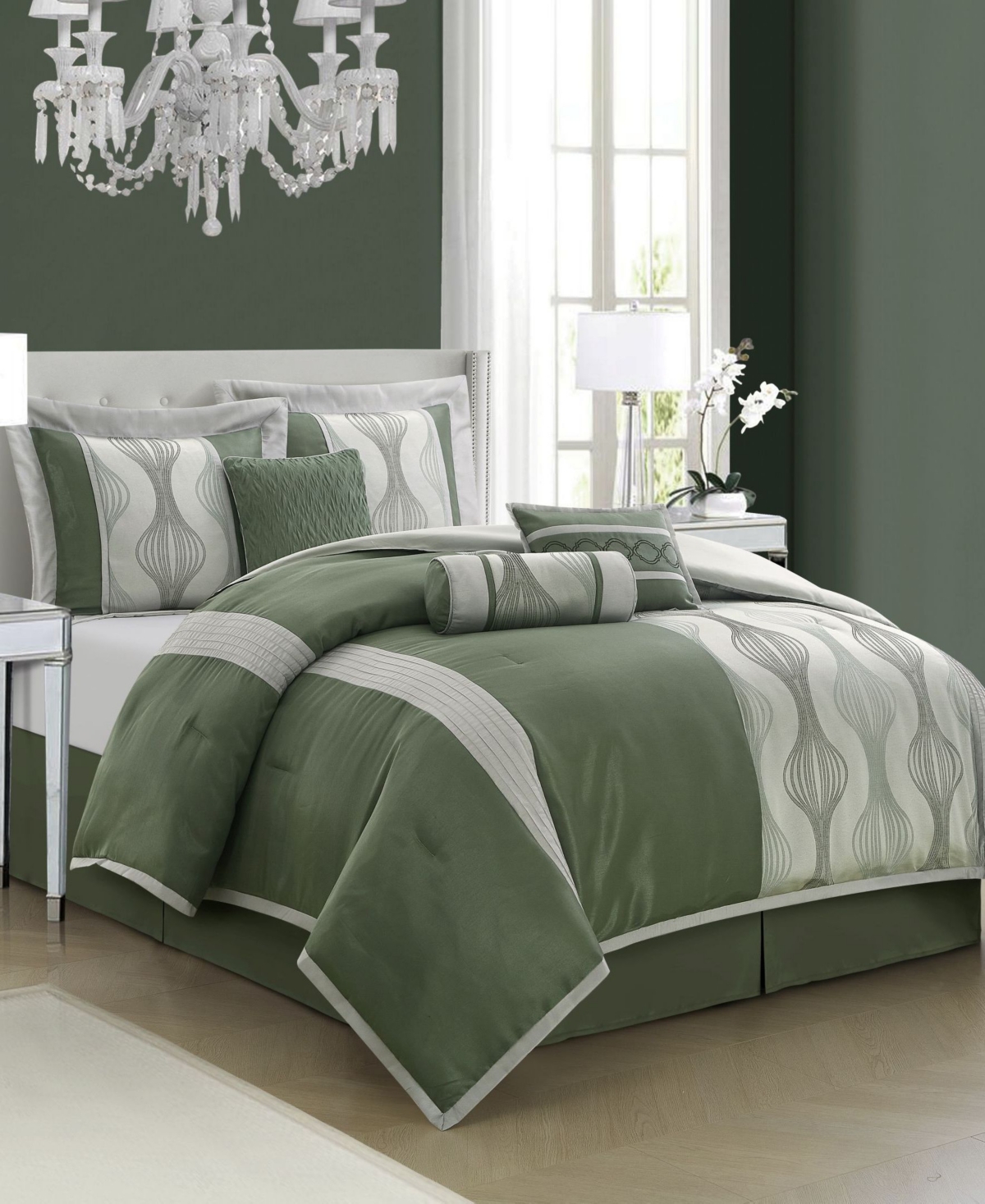 Stratford Park Kath 7-piece Comforter Set, King In Green