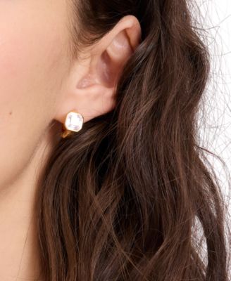 Cubic Zirconia Sparkling Asscher Huggie Earrings (also in Emerald)