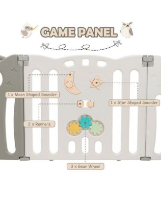 14-Panel Baby Playpen Kids Activity Center Foldable Play Yard w/ Lock Door