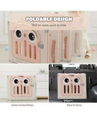 14-Panel Baby Playpen Kids Activity Center Foldable Play Yard w/ Lock Door