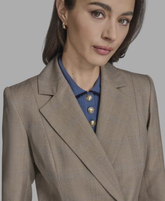 Women's Plaid Notched Collar Blazer