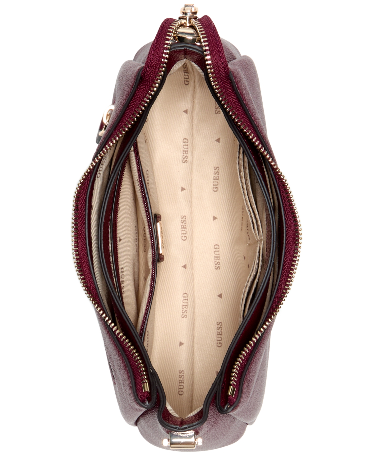 Guess Meridian Ii Small Shoulder Bag In Burgundy