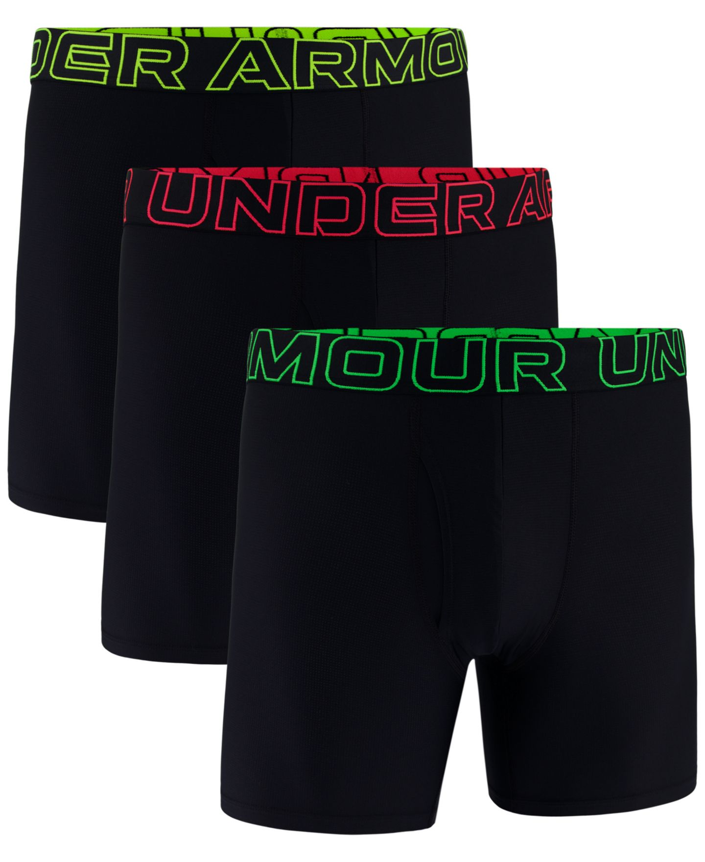 Трусы-боксеры Tech для мужчин, сетка, 3 шт. — Under Armour, цвет: Чёрный / Красный — фото 4
