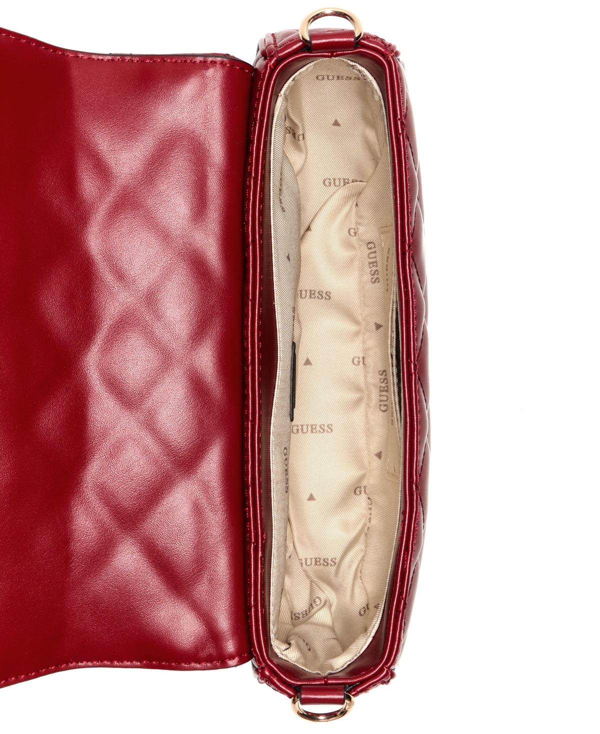 Guess Tinsley Small Quilted Flap Shoulder Bag In Red