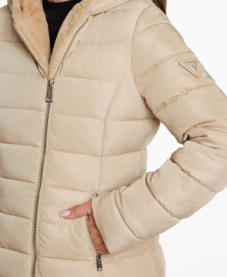 Women's Faux-Fur-Lined Hooded Puffer Coat
