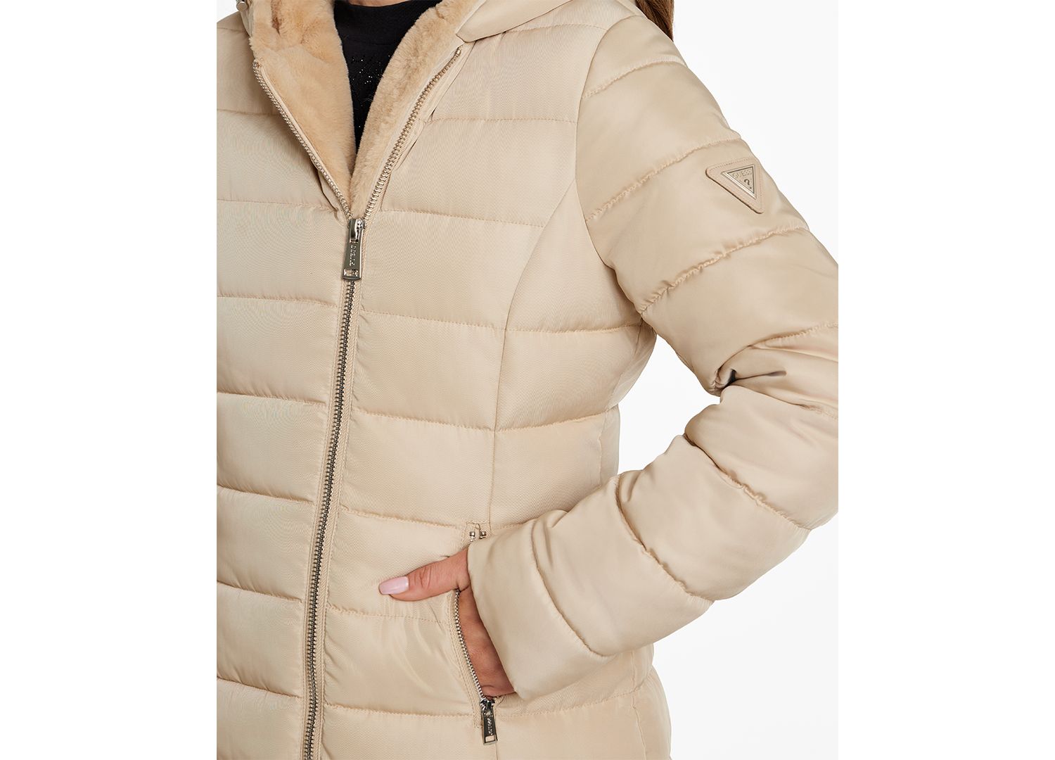 Women's Faux-Fur-Lined Hooded Puffer Coat