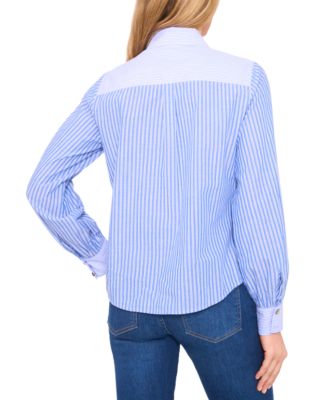 Women's Striped Cotton Shirt with Heart Buttons