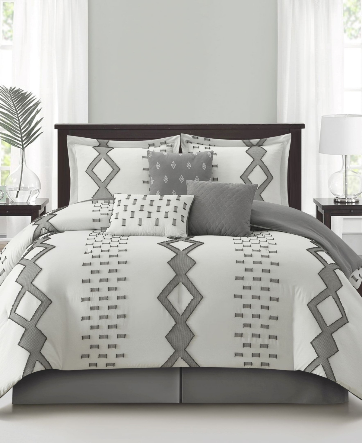 Stratford Park Sanissa Geometric 7-pc. Comforter Set, California King In Gray