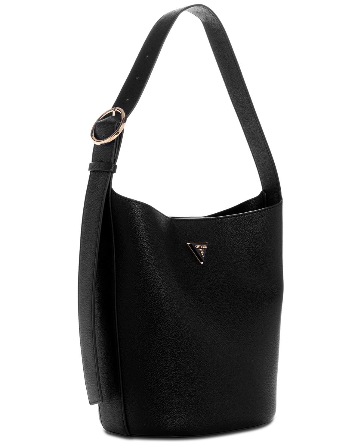 Guess Meridian Ii Medium Bucket Bag In Black
