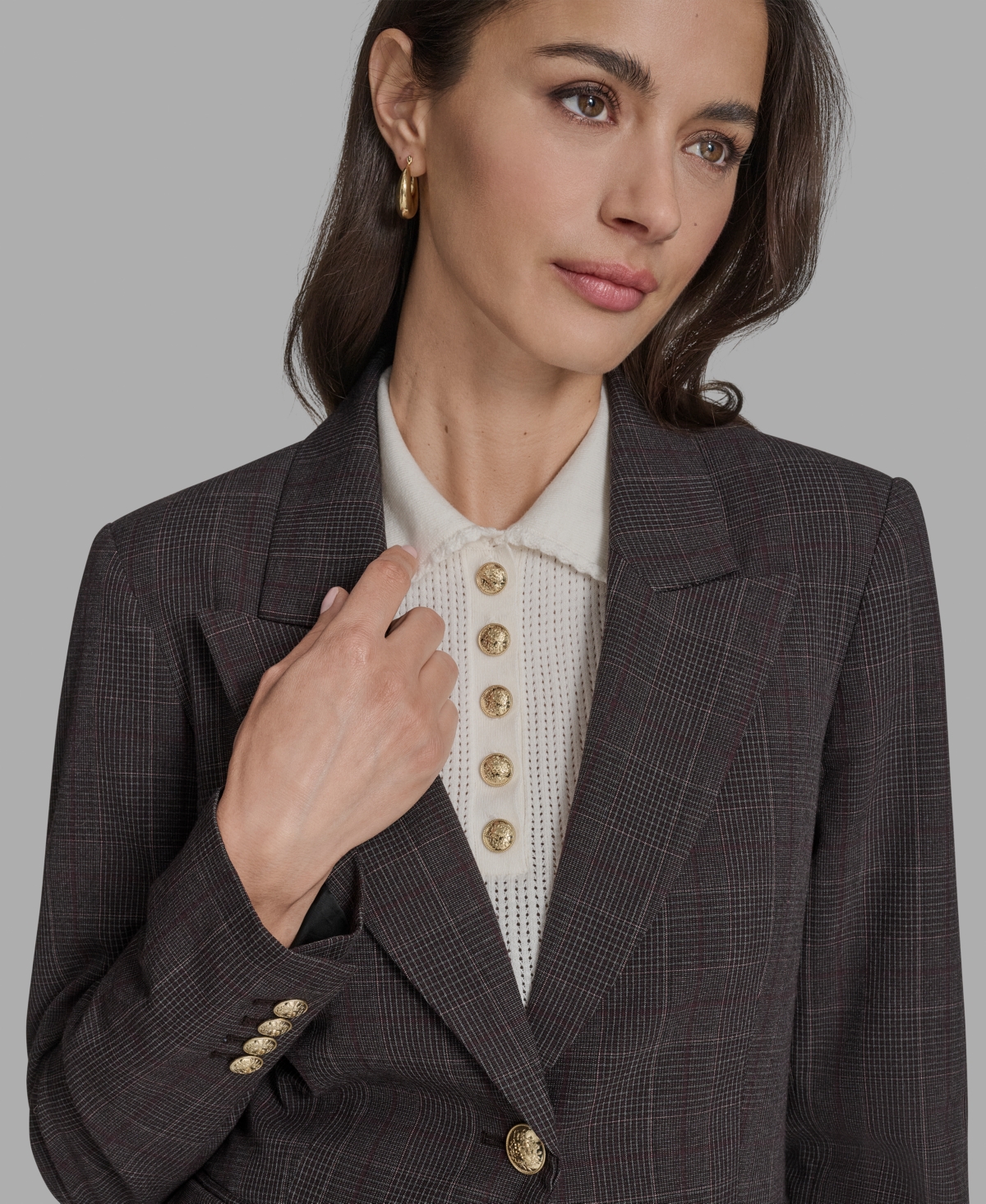 Bcbg Women's Plaid Double-hem Blazer In Multi