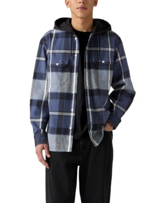 Levi's - Men's Relaxed Fit Hooded Long Sleeve Button-Front Overshirt