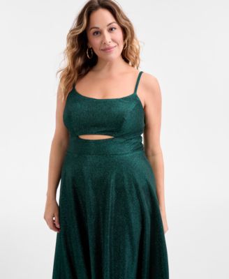 Trendy Plus Size Glitter Sleeveless Gown