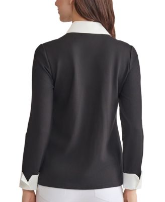 Petite V-Neck Long-Sleeve Two-Fer Pullover