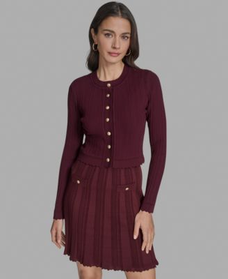 BCBG - Women's Textured-Knit Cropped Cardigan