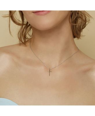 Sterling Silver 18k Gold Plated Ariel Cross Necklace Holiday Gift Idea