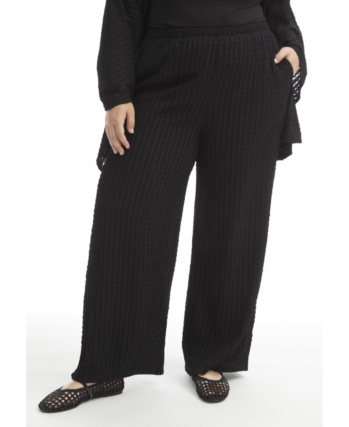 Women's June + Vie Knitted Pull-On Pants - Black onyx