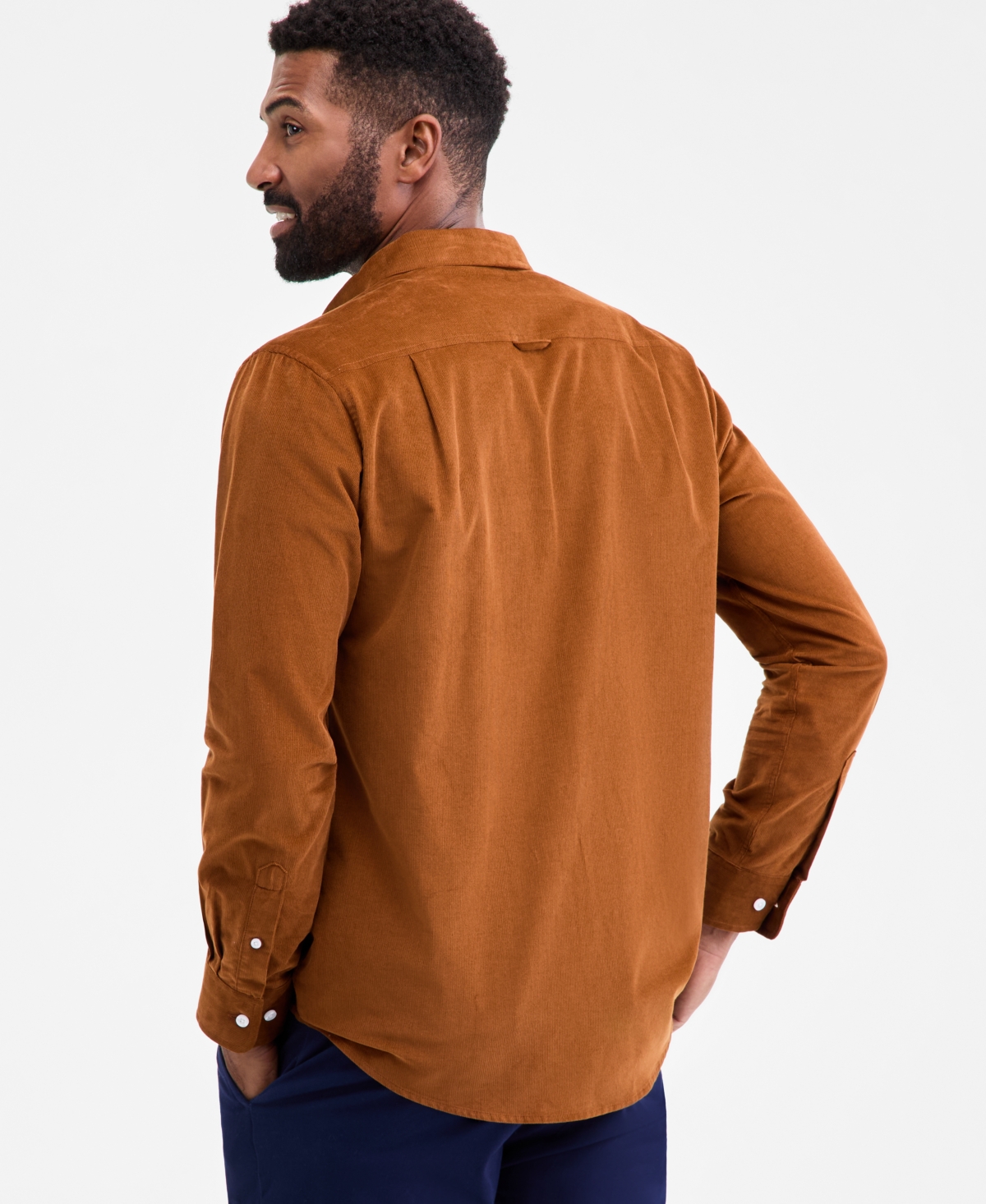 Club Room Men's Regular-fit Stretch Corduroy Shirt, Created For Macy's In Brown