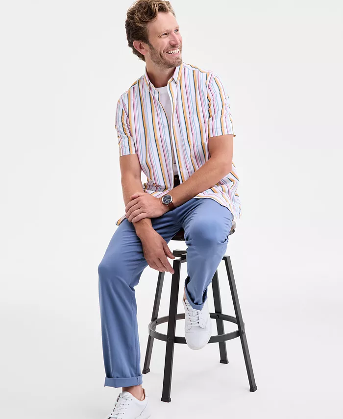 Men's Kara Stripe Short-Sleeve Button-Down Poplin Shirt - thumbnail 2