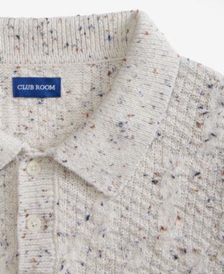 Men's Donegal Cable-Knit Polo Sweater