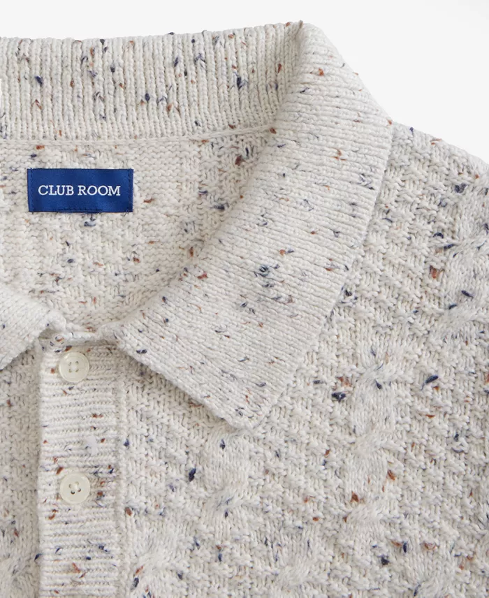 Men's Donegal Cable-Knit Polo Sweater - thumbnail 8