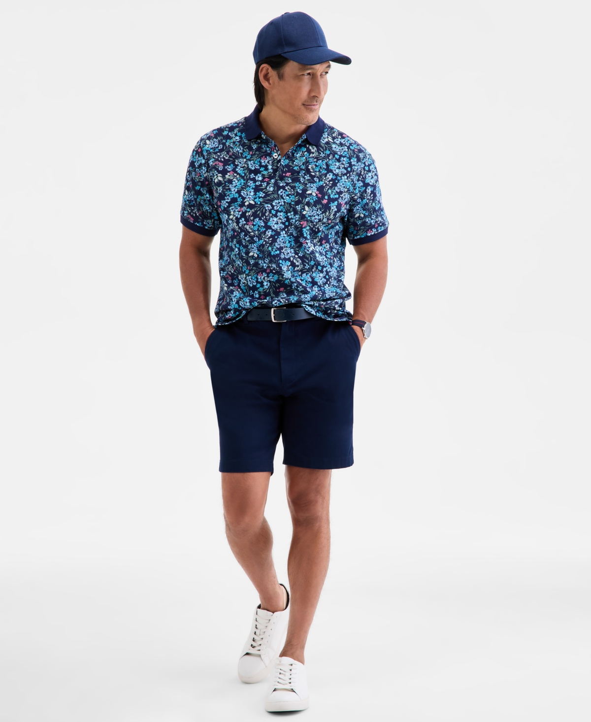 Club Room Men's Copenhagen Regular-Fit Moisture-Wicking Performance Stretch Floral Pique Polo Shirt, Macy's Exclusive