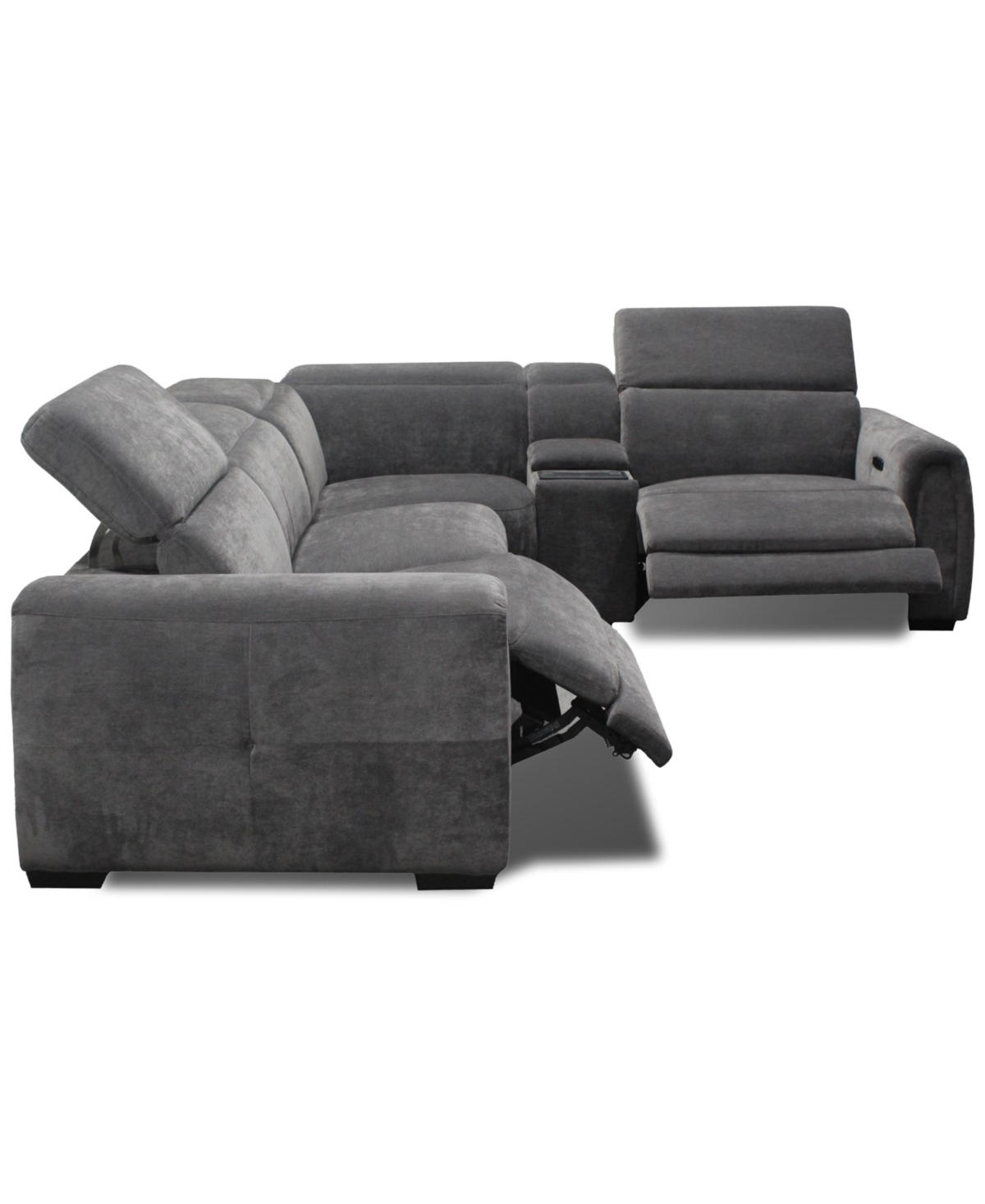 Macy's Brownell 5-pc. L-shape Sectional With 2 Power Motion Chairs & 1 Console, Exclusively At  In Gray