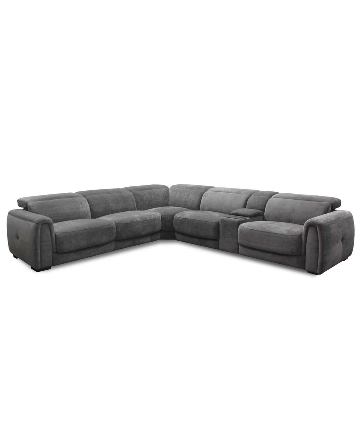 Macy's Brownell 6-pc. L-shape Sectional With 3 Power Motion Chairs & 1 Console, Exclusively At  In Gray