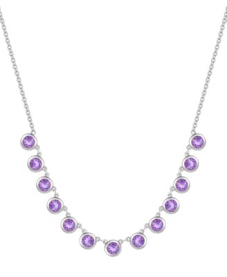 Macy's - Amethyst Bezel 17" Collar Necklace in Sterling Silver (Also in Citrine & Blue Topaz)
