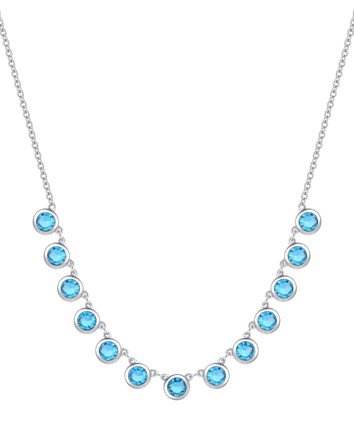 Amethyst Bezel 17" Collar Necklace in Sterling Silver (Also in Citrine & Blue Topaz) - Citrine